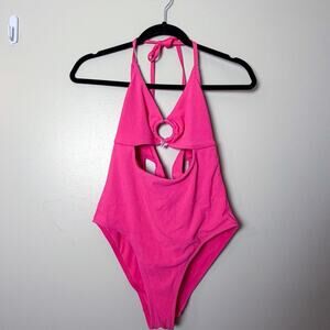 Celebrity Pink Hot Pink Cutout One Piece Swimsuit Butterfly Clasp Size M